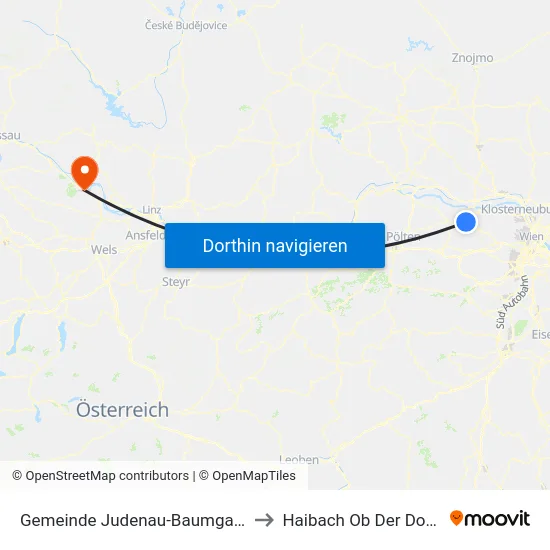 Gemeinde Judenau-Baumgarten to Haibach Ob Der Donau map