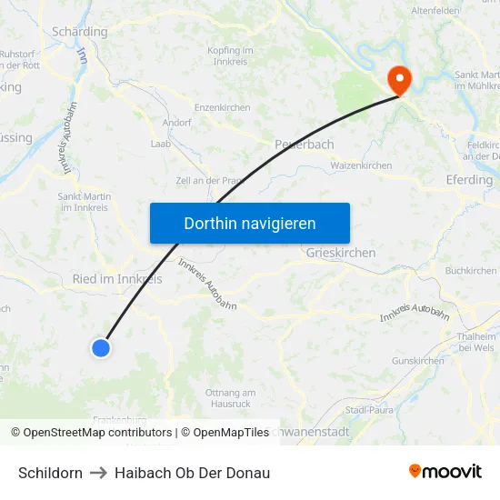 Schildorn to Haibach Ob Der Donau map