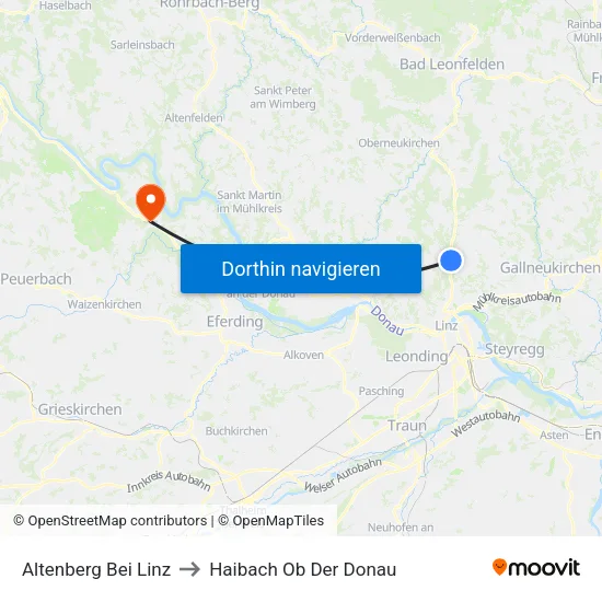 Altenberg Bei Linz to Haibach Ob Der Donau map