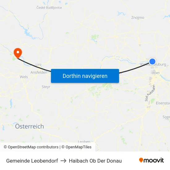 Gemeinde Leobendorf to Haibach Ob Der Donau map
