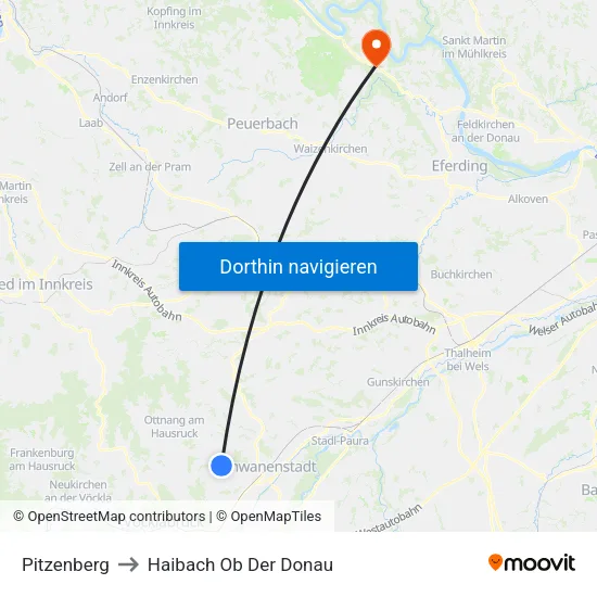 Pitzenberg to Haibach Ob Der Donau map