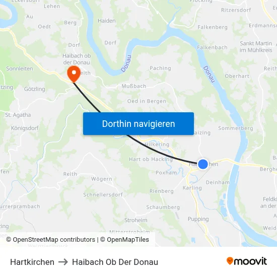 Hartkirchen to Haibach Ob Der Donau map