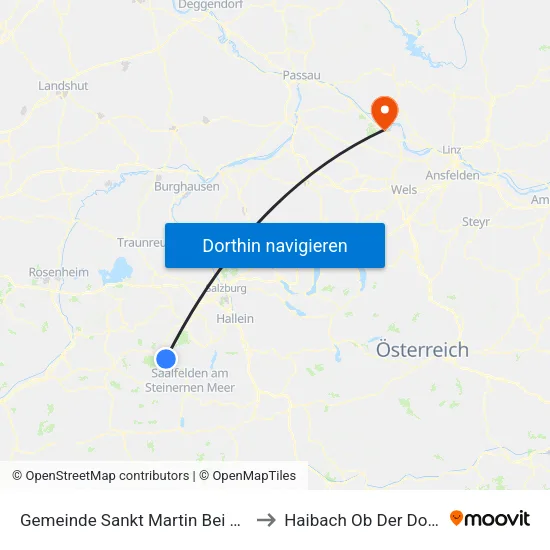 Gemeinde Sankt Martin Bei Lofer to Haibach Ob Der Donau map