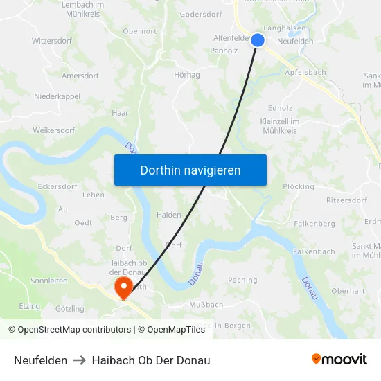 Neufelden to Haibach Ob Der Donau map