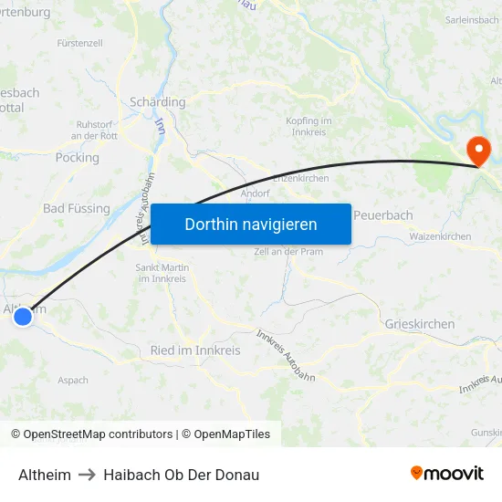 Altheim to Haibach Ob Der Donau map