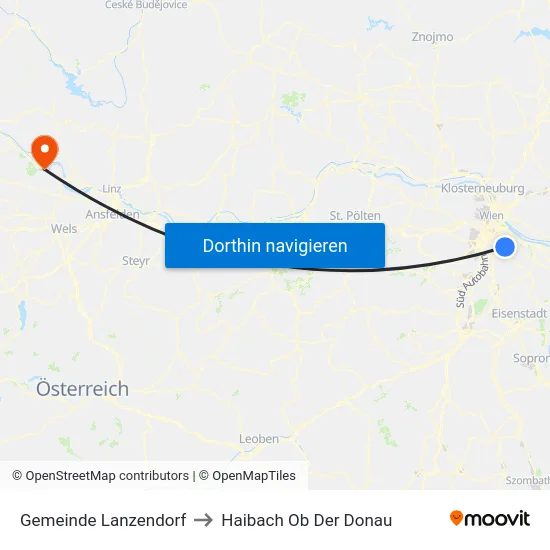 Gemeinde Lanzendorf to Haibach Ob Der Donau map
