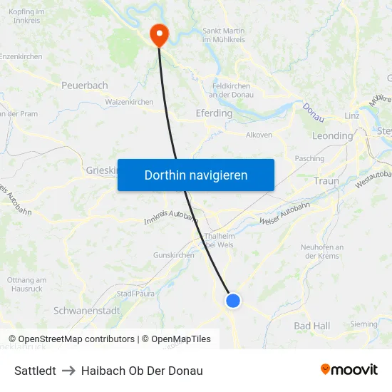 Sattledt to Haibach Ob Der Donau map
