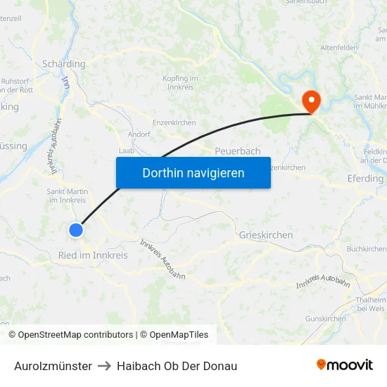 Aurolzmünster to Haibach Ob Der Donau map