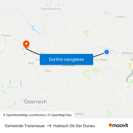 Gemeinde Traismauer to Haibach Ob Der Donau map