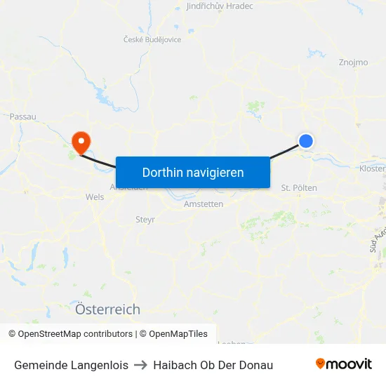 Gemeinde Langenlois to Haibach Ob Der Donau map