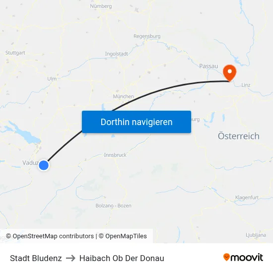 Stadt Bludenz to Haibach Ob Der Donau map
