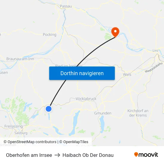 Oberhofen am Irrsee to Haibach Ob Der Donau map