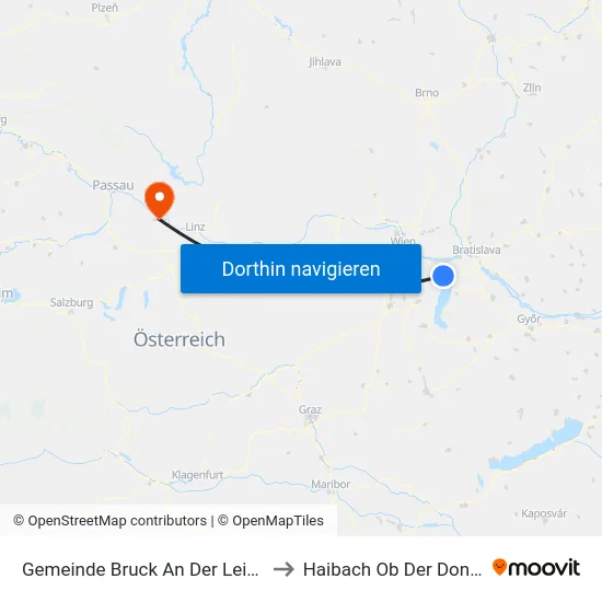 Gemeinde Bruck An Der Leitha to Haibach Ob Der Donau map