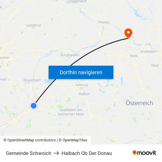 Gemeinde Schwoich to Haibach Ob Der Donau map