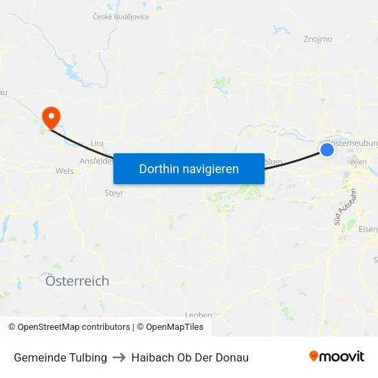 Gemeinde Tulbing to Haibach Ob Der Donau map