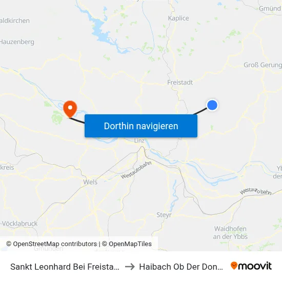 Sankt Leonhard Bei Freistadt to Haibach Ob Der Donau map