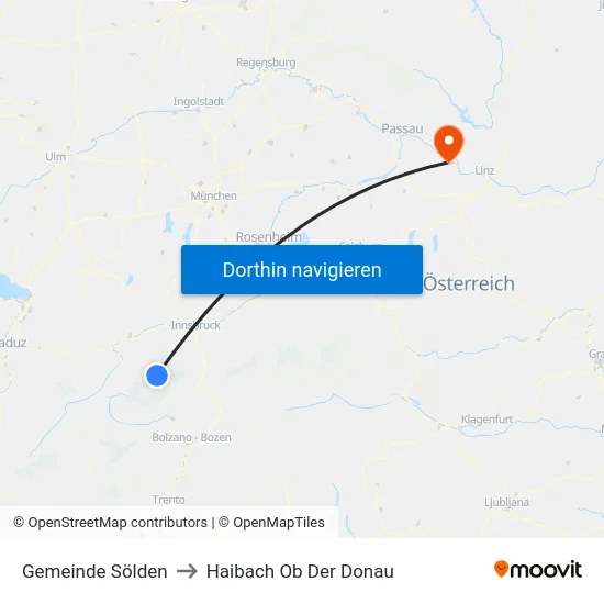 Gemeinde Sölden to Haibach Ob Der Donau map