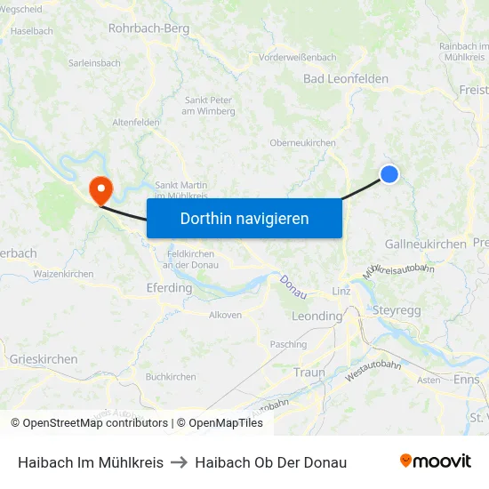 Haibach Im Mühlkreis to Haibach Ob Der Donau map