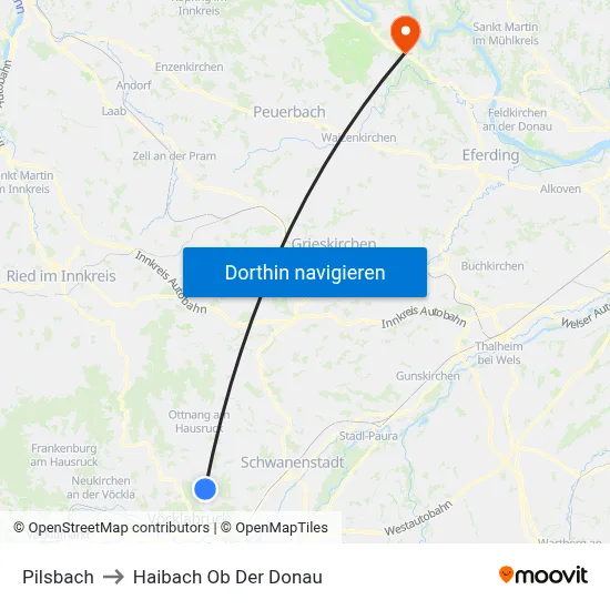 Pilsbach to Haibach Ob Der Donau map