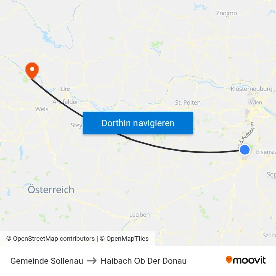 Gemeinde Sollenau to Haibach Ob Der Donau map