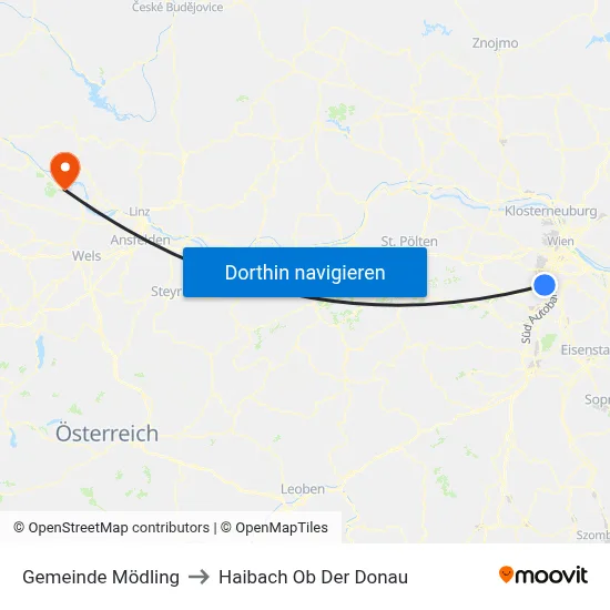 Gemeinde Mödling to Haibach Ob Der Donau map
