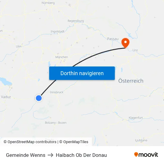 Gemeinde Wenns to Haibach Ob Der Donau map