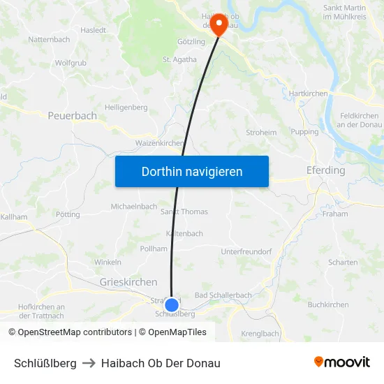 Schlüßlberg to Haibach Ob Der Donau map
