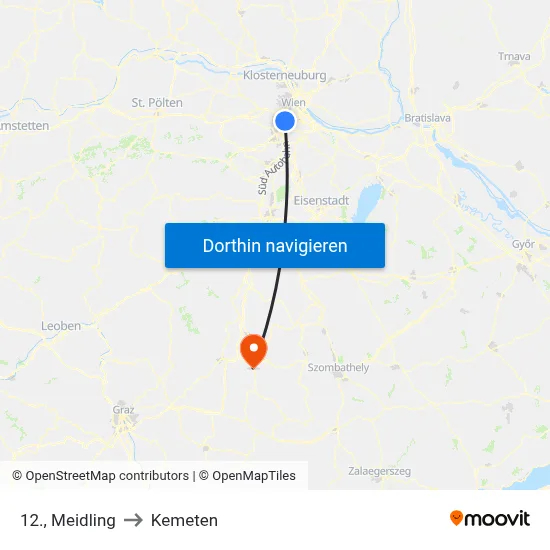 12., Meidling to Kemeten map