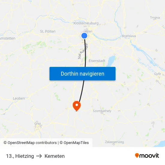 13., Hietzing to Kemeten map