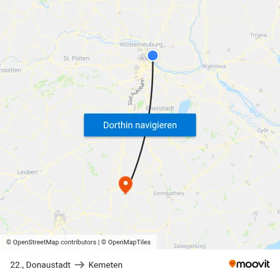 22., Donaustadt to Kemeten map