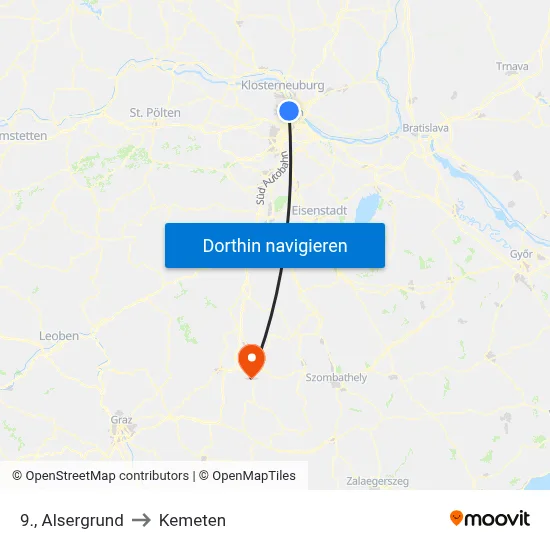 9., Alsergrund to Kemeten map