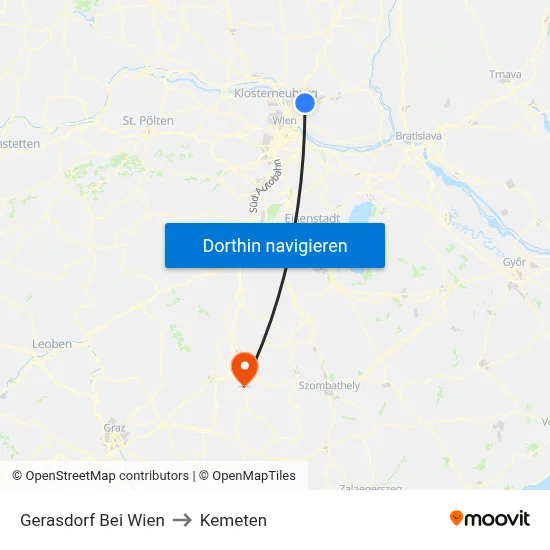Gerasdorf Bei Wien to Kemeten map