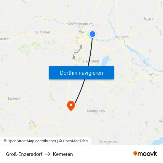 Groß-Enzersdorf to Kemeten map