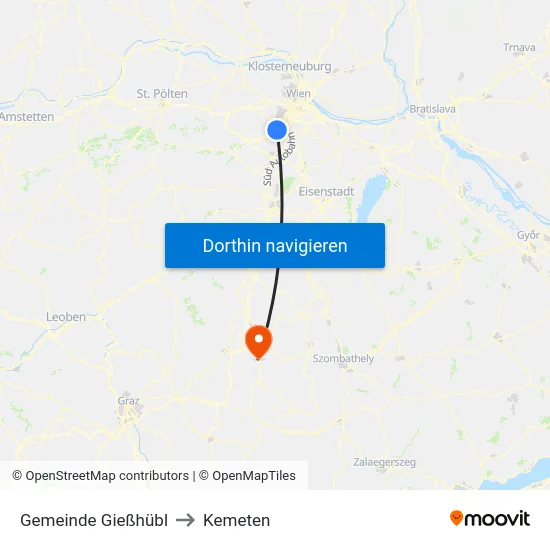 Gemeinde Gießhübl to Kemeten map