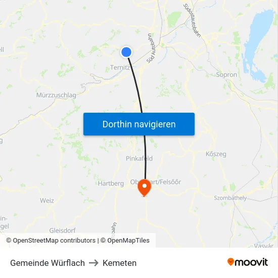 Gemeinde Würflach to Kemeten map