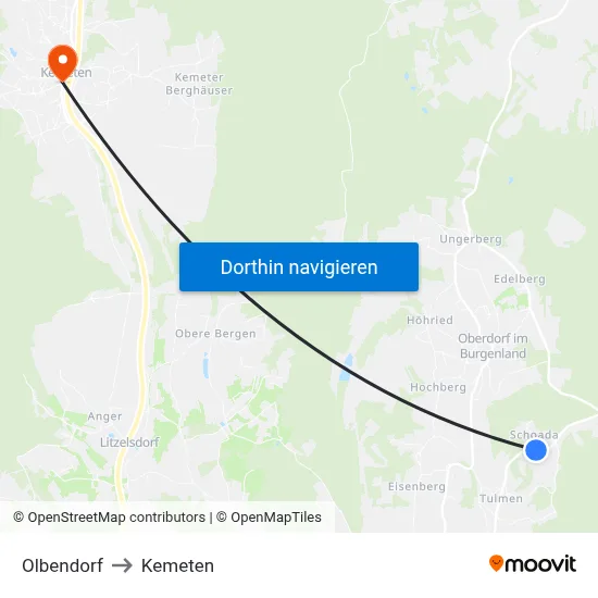 Olbendorf to Kemeten map