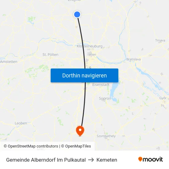 Gemeinde Alberndorf Im Pulkautal to Kemeten map