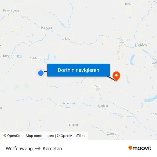 Werfenweng to Kemeten map