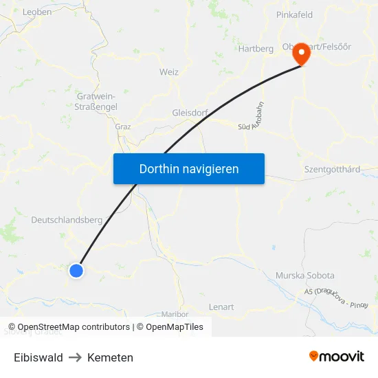 Eibiswald to Kemeten map