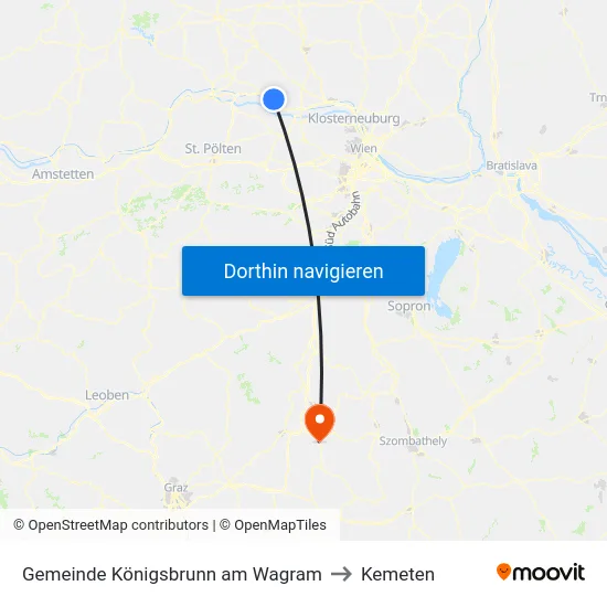 Gemeinde Königsbrunn am Wagram to Kemeten map