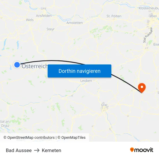 Bad Aussee to Kemeten map