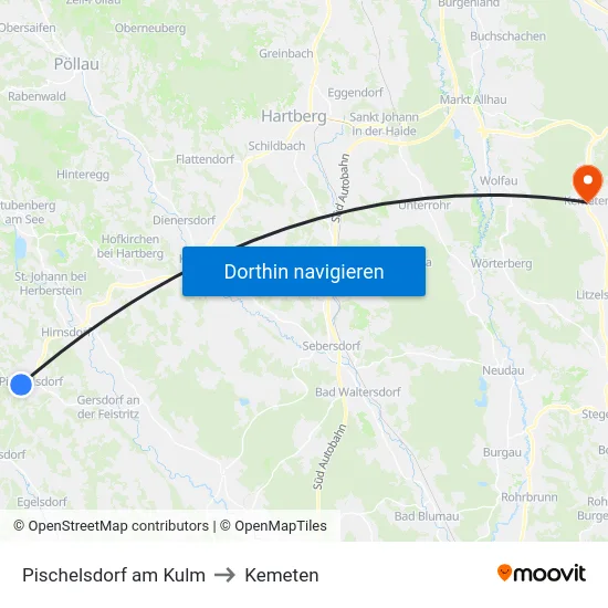 Pischelsdorf am Kulm to Kemeten map