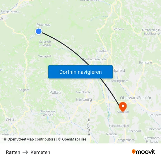 Ratten to Kemeten map