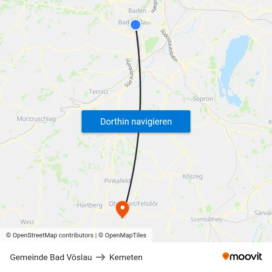 Gemeinde Bad Vöslau to Kemeten map