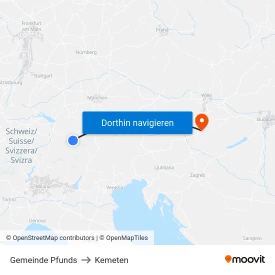 Gemeinde Pfunds to Kemeten map