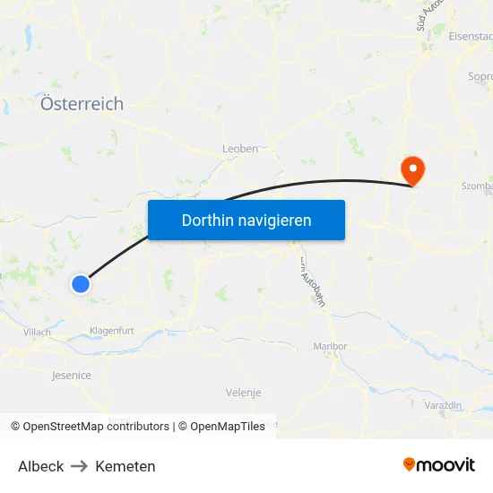 Albeck to Kemeten map