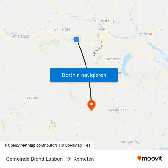 Gemeinde Brand-Laaben to Kemeten map