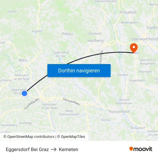 Eggersdorf Bei Graz to Kemeten map
