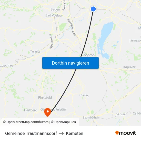 Gemeinde Trautmannsdorf to Kemeten map