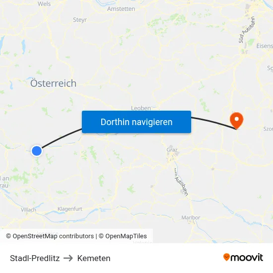 Stadl-Predlitz to Kemeten map